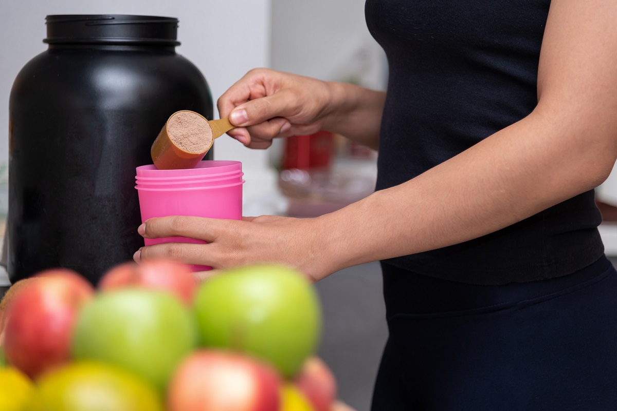 Proteína en polvo en un batido